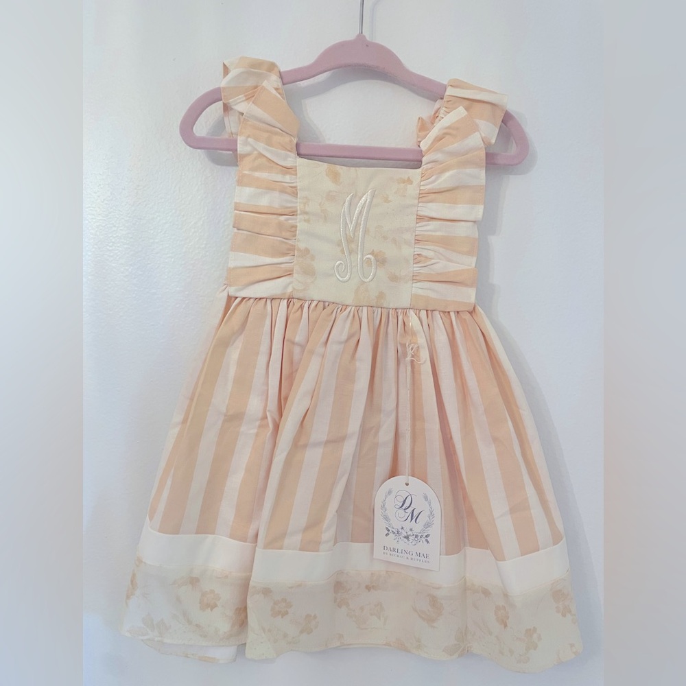 RicRac and Ruffles yellow rose print monogrammed dress